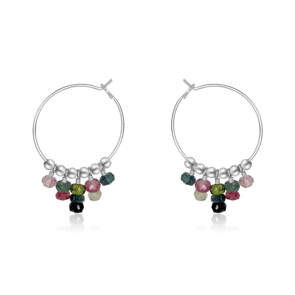 Tourmaline Statement Hoop Earrings - Tourmaline Statement Hoop Earrings - Sterling Silver - Luna Tide Handmade Crystal Jewellery