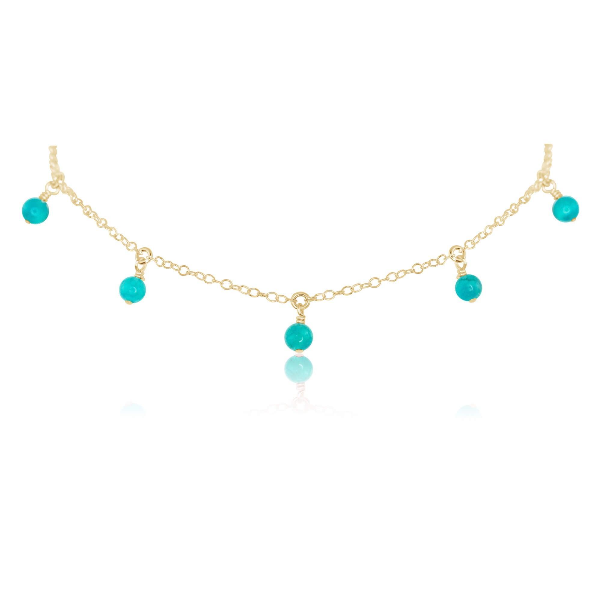 Turquoise Bead Drop Choker - Turquoise Bead Drop Choker - 14k Gold Fill - Luna Tide Handmade Crystal Jewellery