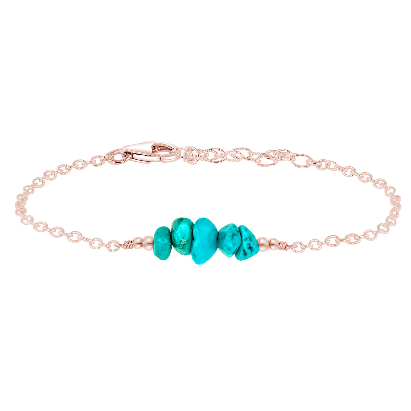 Turquoise Chip Bead Bar Bracelet - Turquoise Chip Bead Bar Bracelet - 14k Rose Gold Fill - Luna Tide Handmade Crystal Jewellery