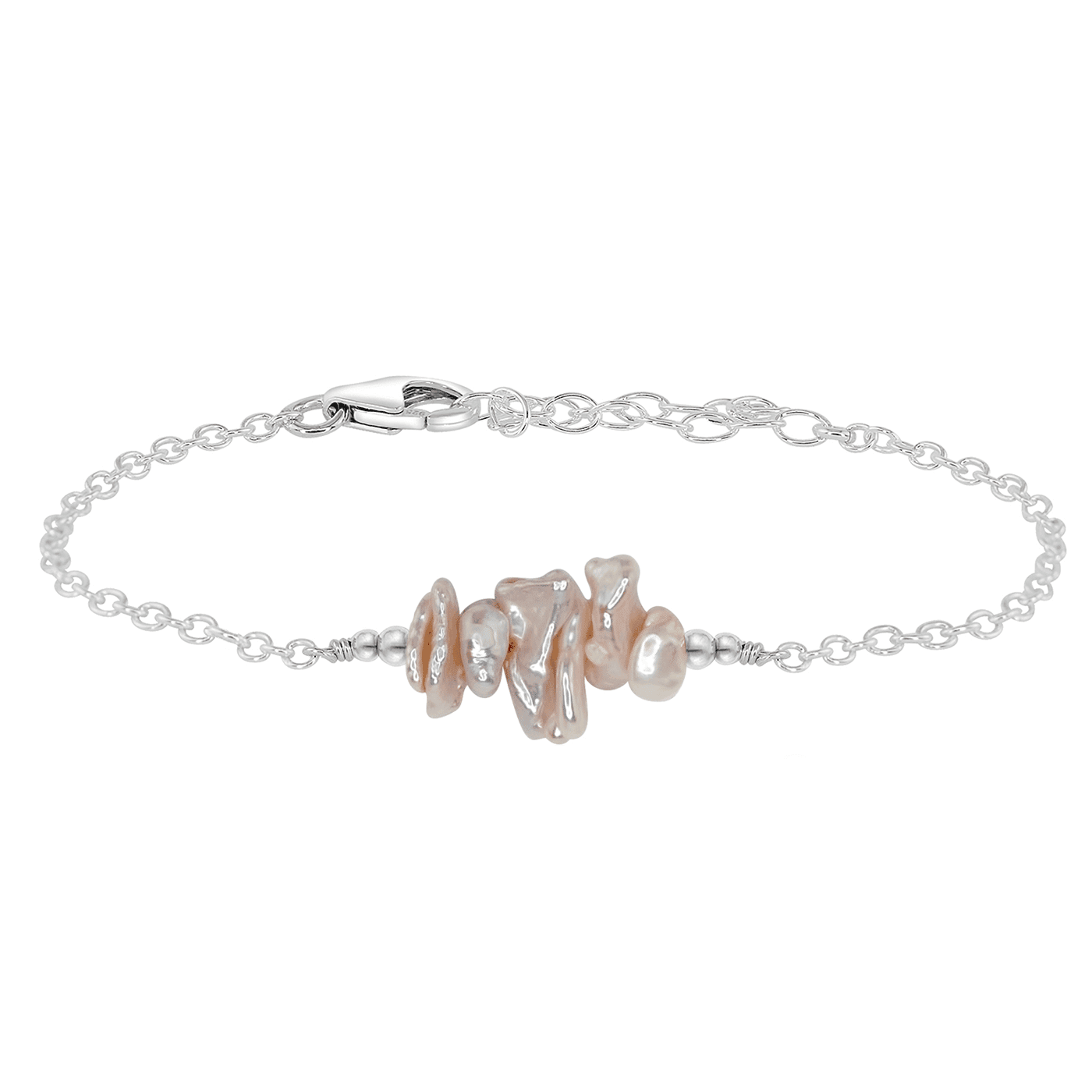 White Freshwater Pearl Chip Bead Bar Bracelet - White Freshwater Pearl Chip Bead Bar Bracelet - Sterling Silver - Luna Tide Handmade Crystal Jewellery