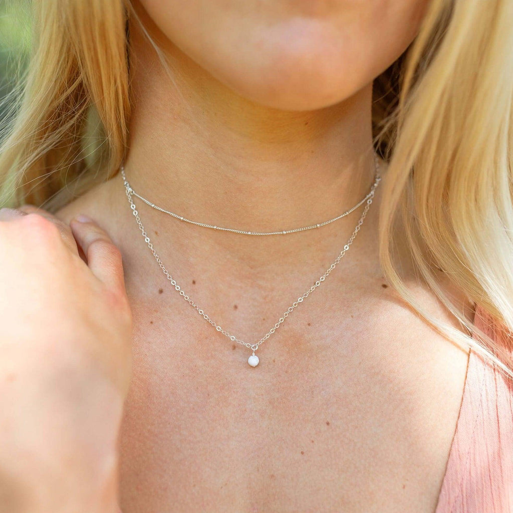 White Howlite Gemstone Chain Layered Choker Necklace - White Howlite Gemstone Chain Layered Choker Necklace - 14k Gold Fill - Luna Tide Handmade Crystal Jewellery