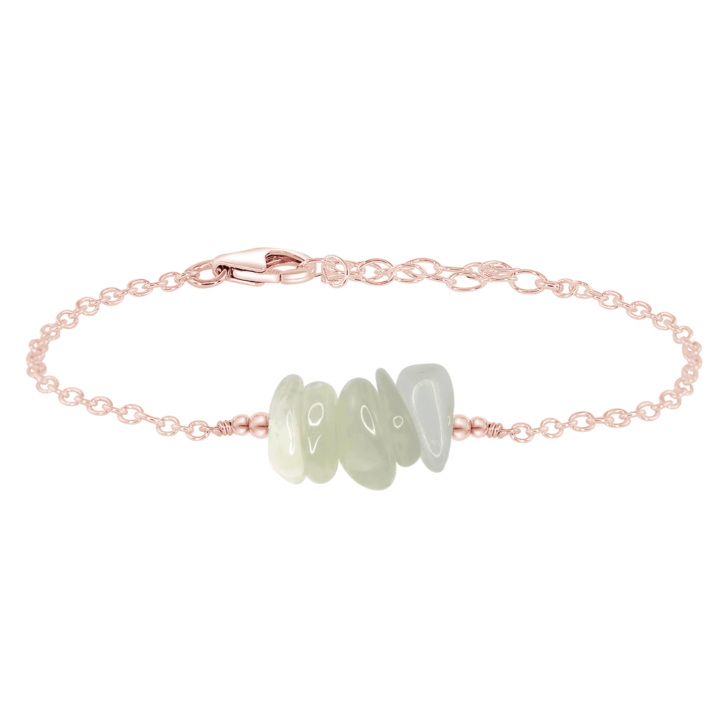 White moonstone Chip Bead Bar Bracelet - White moonstone Chip Bead Bar Bracelet - 14k Rose Gold Fill - Luna Tide Handmade Crystal Jewellery