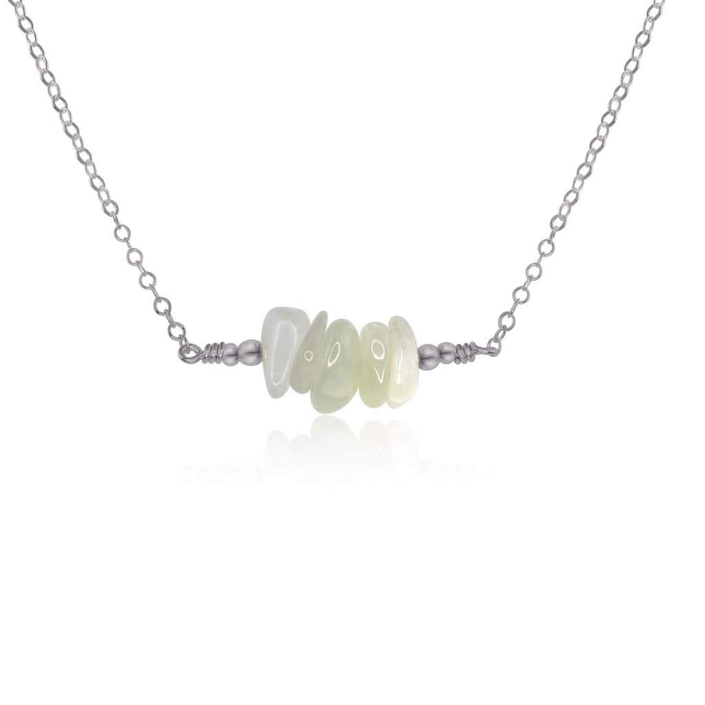 White Moonstone Chip Bead Bar Necklace - White Moonstone Chip Bead Bar Necklace - Stainless Steel - Luna Tide Handmade Crystal Jewellery