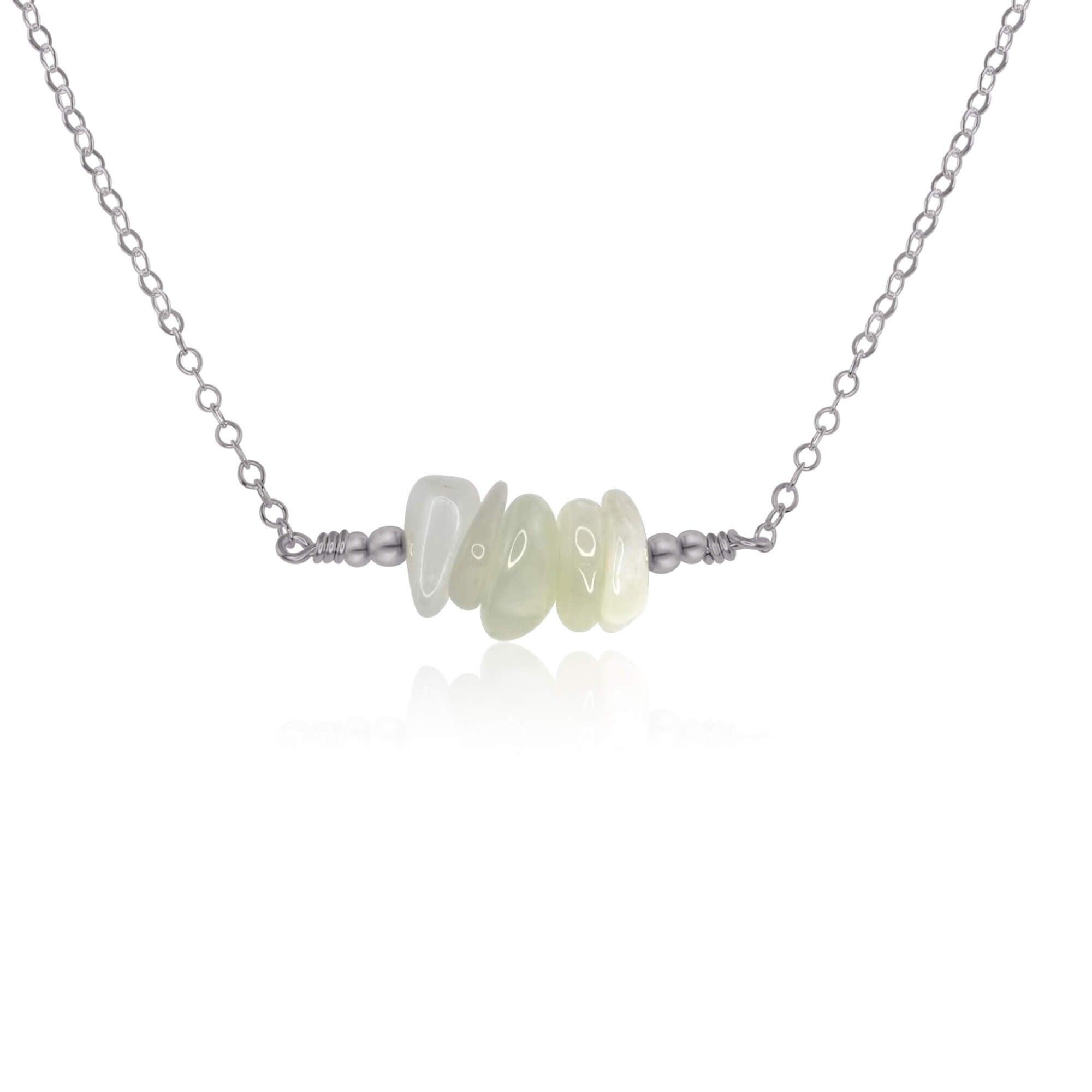 White Moonstone Chip Bead Bar Necklace - White Moonstone Chip Bead Bar Necklace - Stainless Steel - Luna Tide Handmade Crystal Jewellery